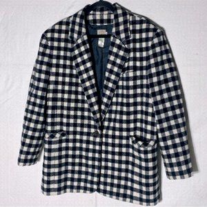 VINTAGE Deck Mates Black And White Buffalo Check Plaid Blazer 12